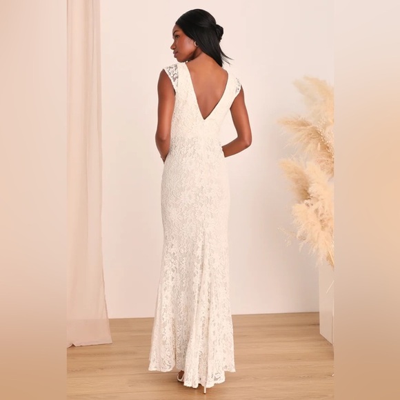 Lulus Icing on the Cake White Lace Maxi / Wedding Dress With Mermaid Flare - Picture 6 of 8